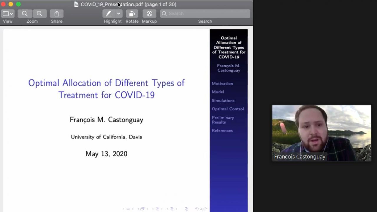 François is talking about optimal allocation of treatment on COVID-19