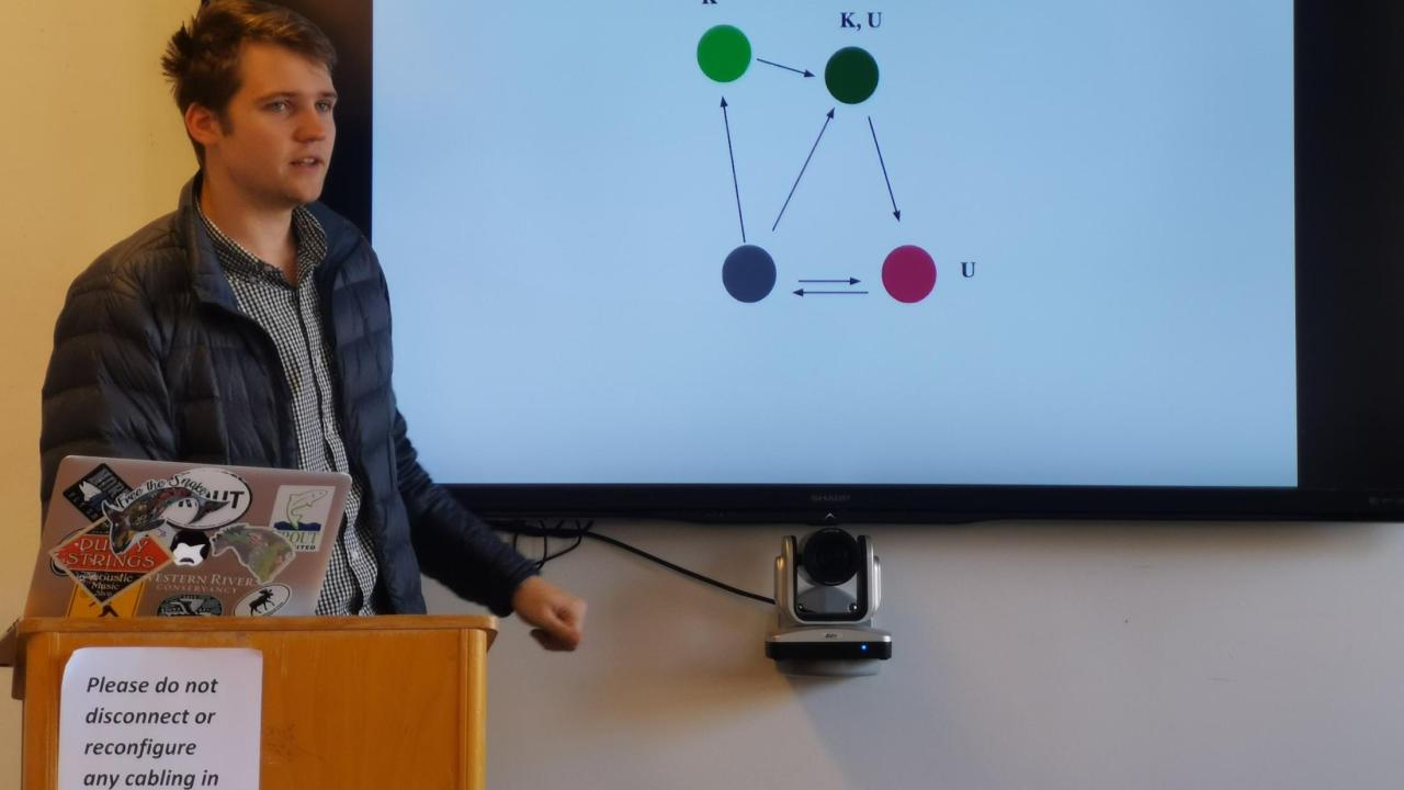 Jack is talking about the stochastic patch occupancy model. Jack is talking about the stochastic patch occupancy model.