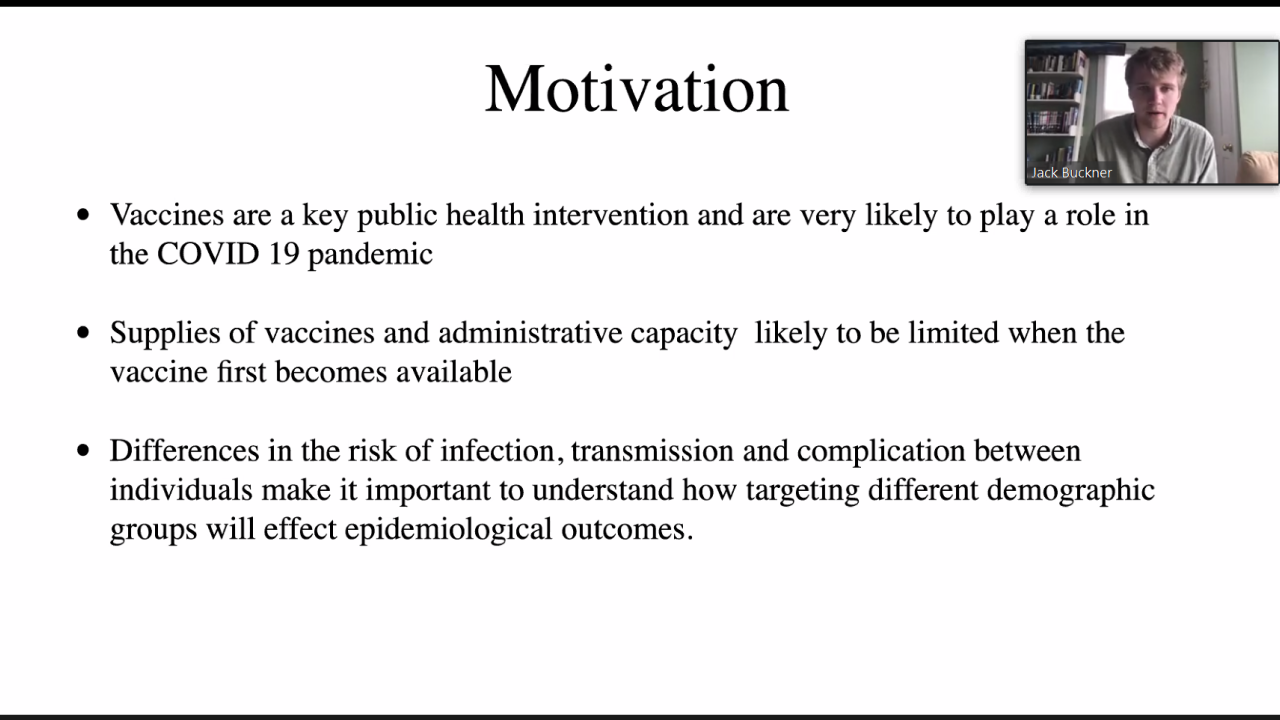 Jack is talking about how to allocate vaccines to different age groups. Jack is talking about how to allocate vaccines to different age groups.