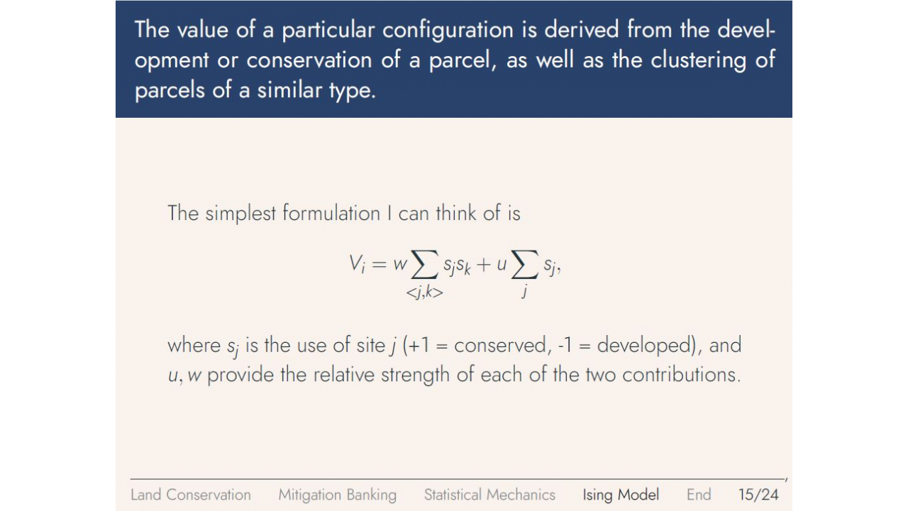 The value of a particular configuration.